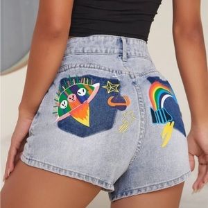 Hand Painted Denim Shorts Size 25/26